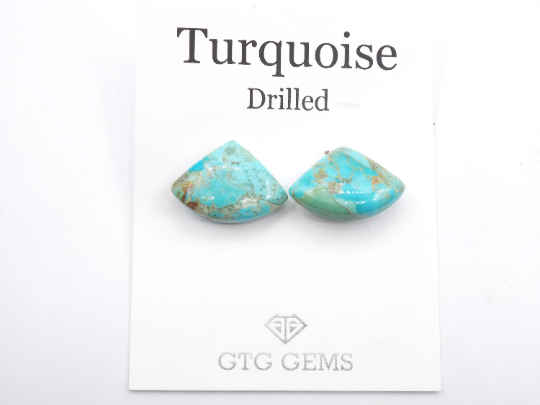 Turquoise Drilled Matching Pair Approximately 16.37 Carat (GTG-DTR-02)