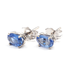 Blue Sapphire Oval 6x4 mm Stud Earrings in 14K Yellow  Gold