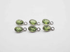 7x5mm Peridot Silver Bezel, Single Connector, Peridot Bezel, Peridot Charm