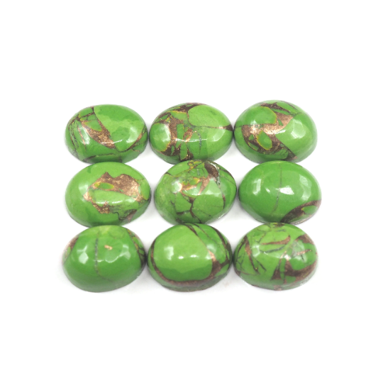 Green Copper Turquoise Cabs Oval 8x6mm Approximately 9.64 Carat
