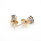 Blue Sapphire Round 4 mm Stud Earrings in 14K Yellow  Gold