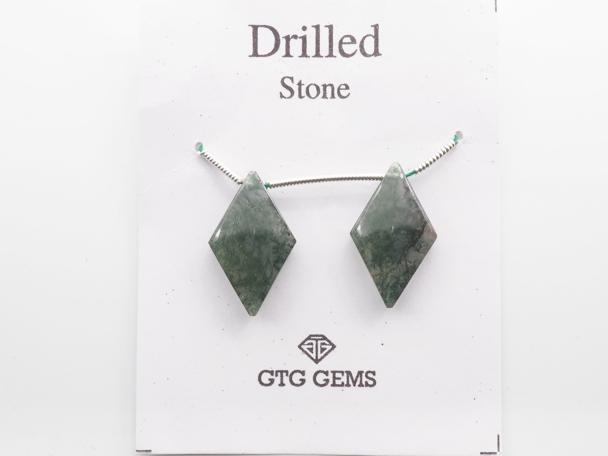 Natural Green Moss Agate Drilled  20x 12 mm Approximately 14 Carat