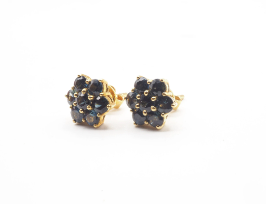 Blue Sapphire  Stud Earrings in 22K Yellow  Gold