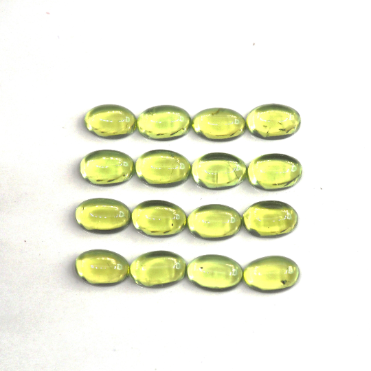 Peridot Cabs Oval 6x4mm Approximately 9.28 Carat, 16 Pieces