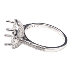 14K White Gold Ring Round 8.5 mm With White Diamonds , Semi-Mount