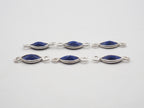Lapis Silver Bezel 7x4mm ,Double Connector, 925 Sterling Silver