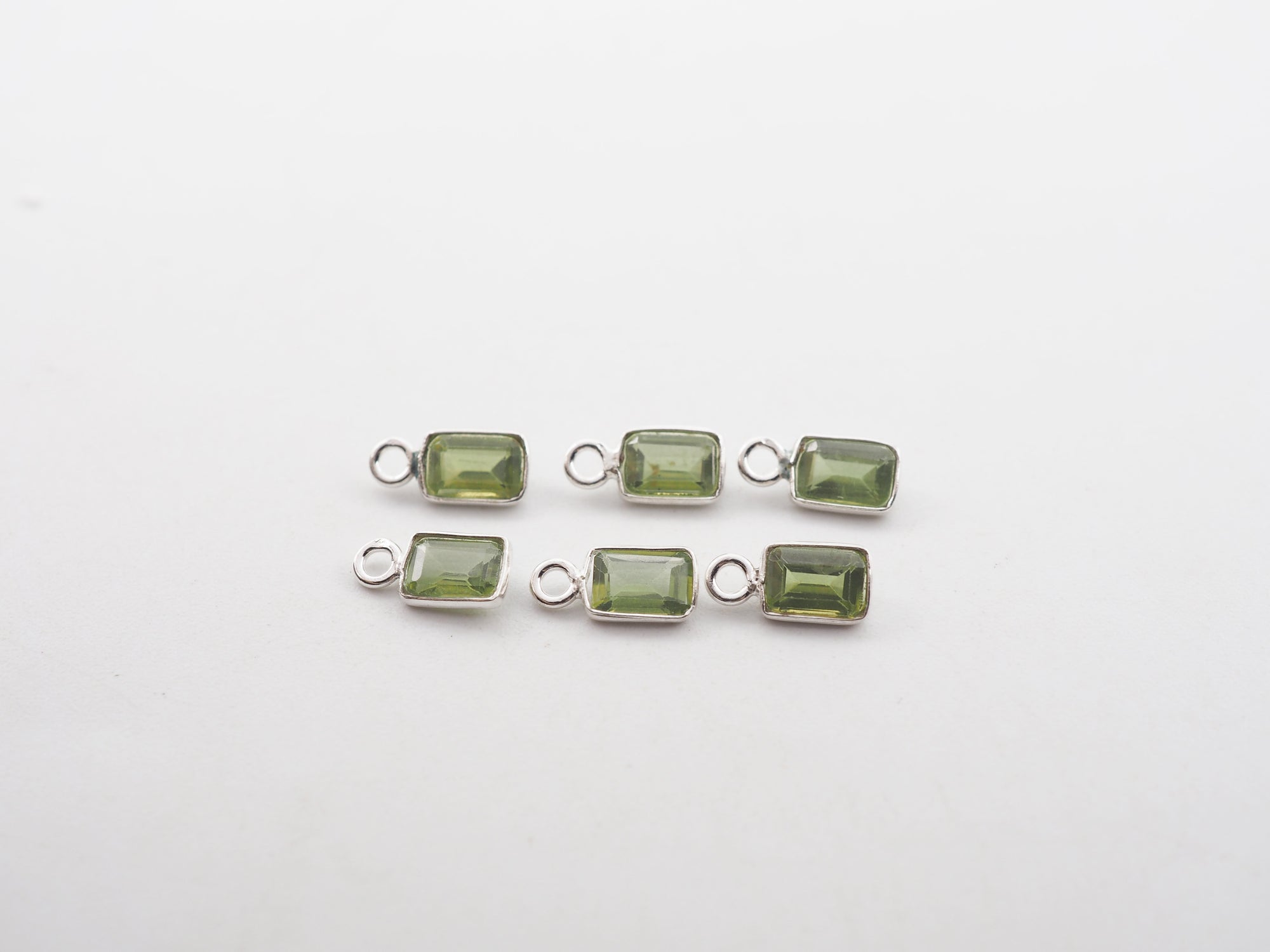 6x4mm Peridot Silver Bezel, Single Connector, Peridot Bezel, Peridot Charm