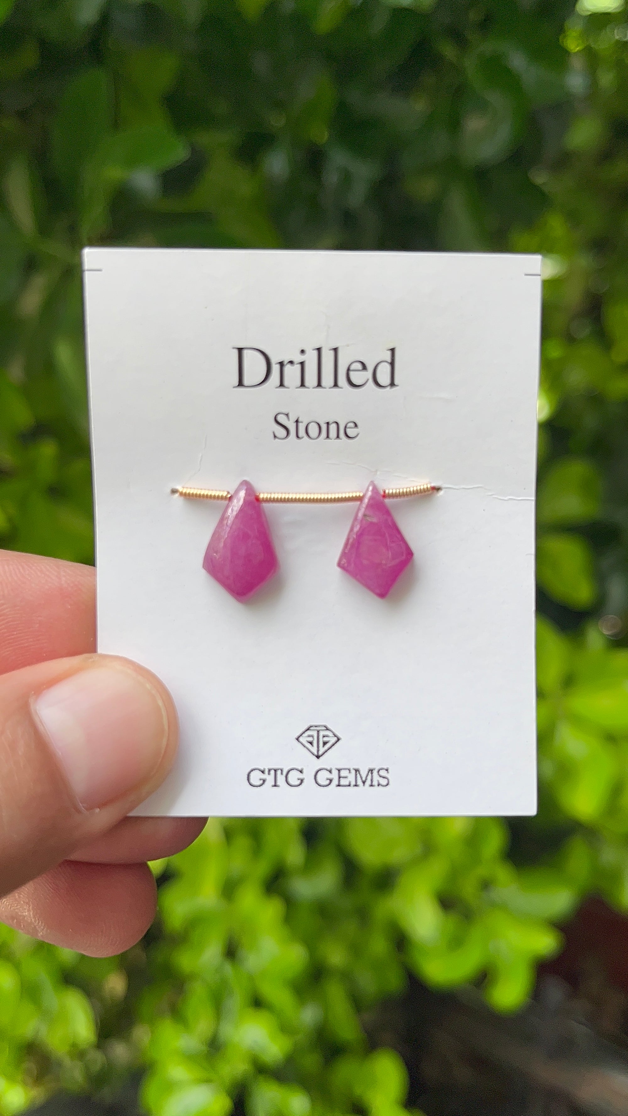 Drilled Ruby Matching Pair Shield Shape