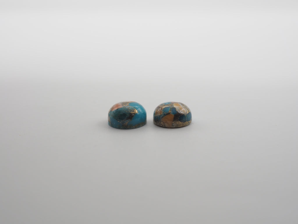 Oyster Copper Turquoise Cabochon Round 9 mm Approximately 5.5 Carat (GTG-OT-41)