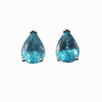 Apatite Pear Shape 8X 5 mm Stud Earrings in 14K White Gold