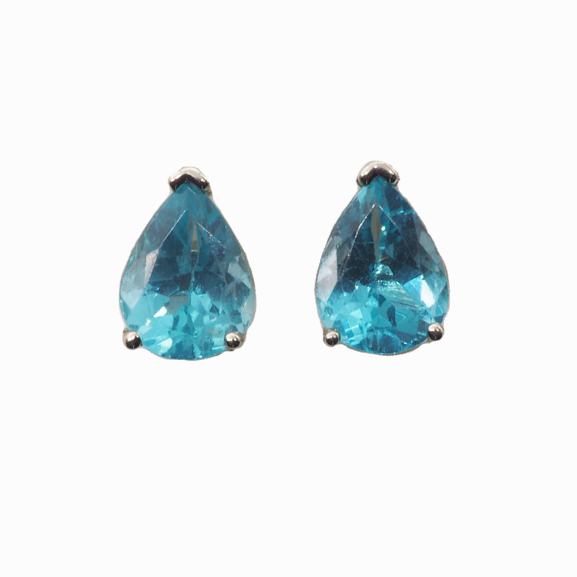 Apatite Pear Shape 8X 5 mm Stud Earrings in 14K White Gold