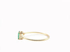 14K Yellow Gold Emerald With Diamond Ring