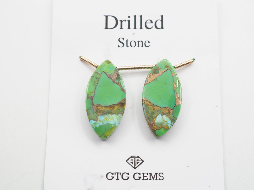 Drilled  Green Turquoise 23.5x11.5mm Approximately 21.5 Carat