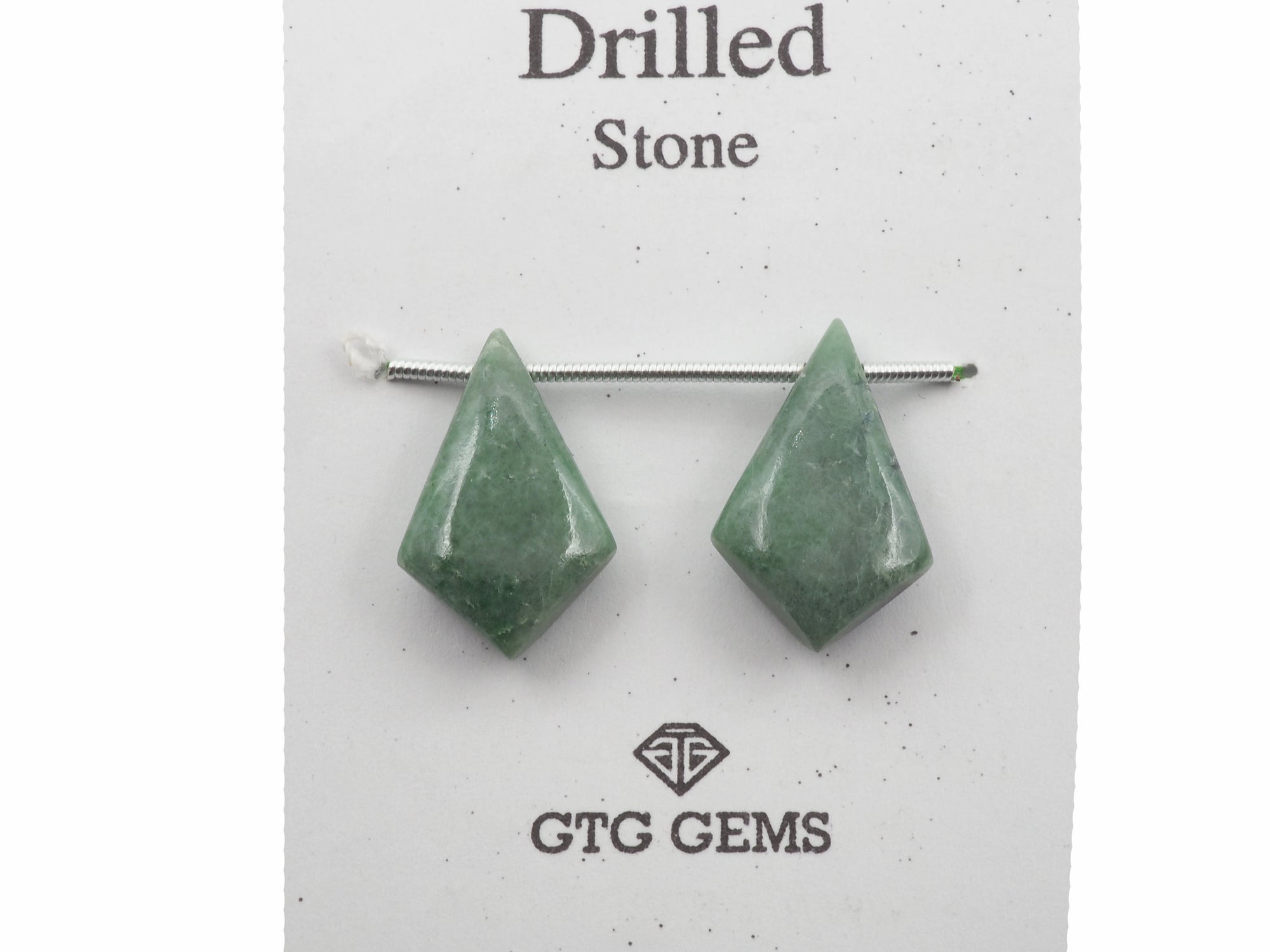 Natural Jade Drilled Matching Pair  Shield   Shape 20 x 12 mm | Side Drilled | Smooth Jade| (GTG-DSJ-13)