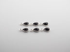 Black Onyx Silver Bezel 6x4mm, Single Connector, Black Onyx Charm
