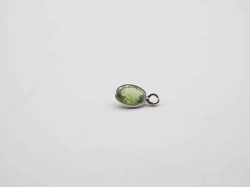 7x5mm Peridot Silver Bezel, Single Connector, Peridot Bezel, Peridot Charm