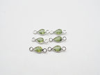 6x5mm Peridot Silver Bezel, Double Connector, Peridot teardrop  Bezel, Peridot Charm