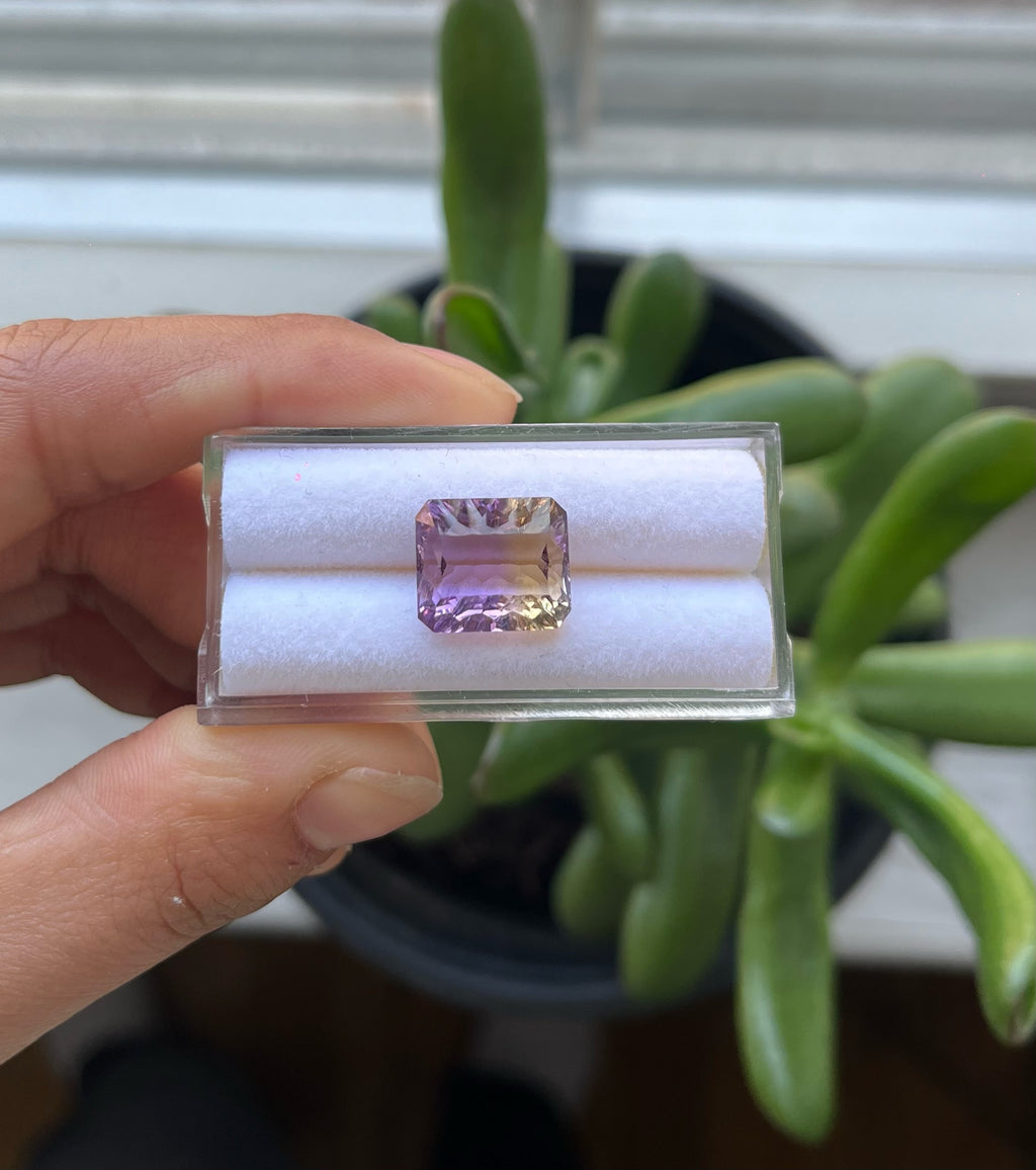 Cushion shaped Lavender Faceted Ametrine 12.6x10.9x7.3mm Single Piece Approximately 6.85 Carat