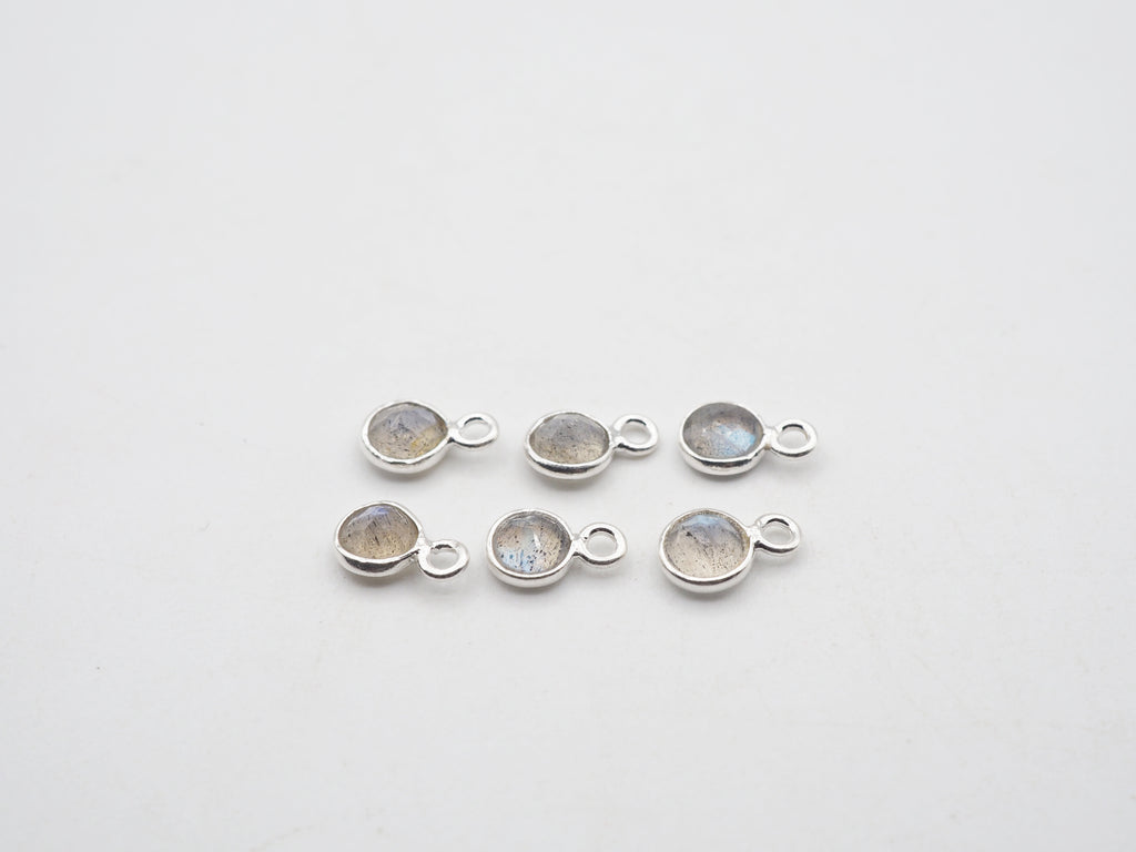 Labradorite Silver Bezel 5mm, Single Connector, Labradorite Charm (GTG-SBL-06)