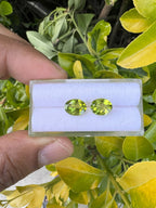 Peridot  Faceted Oval Shape 9x7 mm Matching Pair Approximately 2.48 Carat