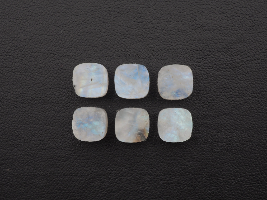 Natural Rainbow Moonstone Cushion Shape, Raw Rough Gemstone Slice bottom flat, 8mm Approximately 21.74 Carat