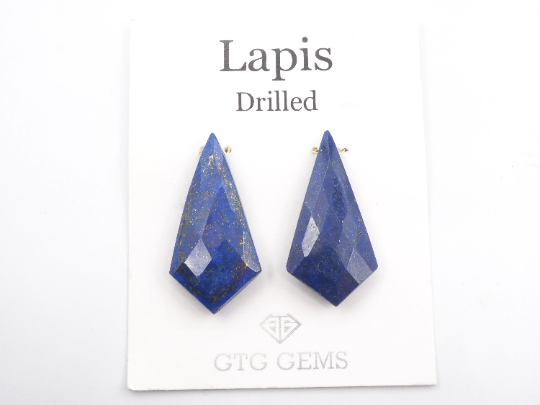 Lapis drilled matching pair Approximately 30x15mm