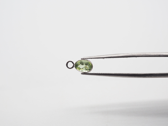 6x4mm Peridot Silver Bezel, Single Connector Peridot Bezel, Peridot Charm