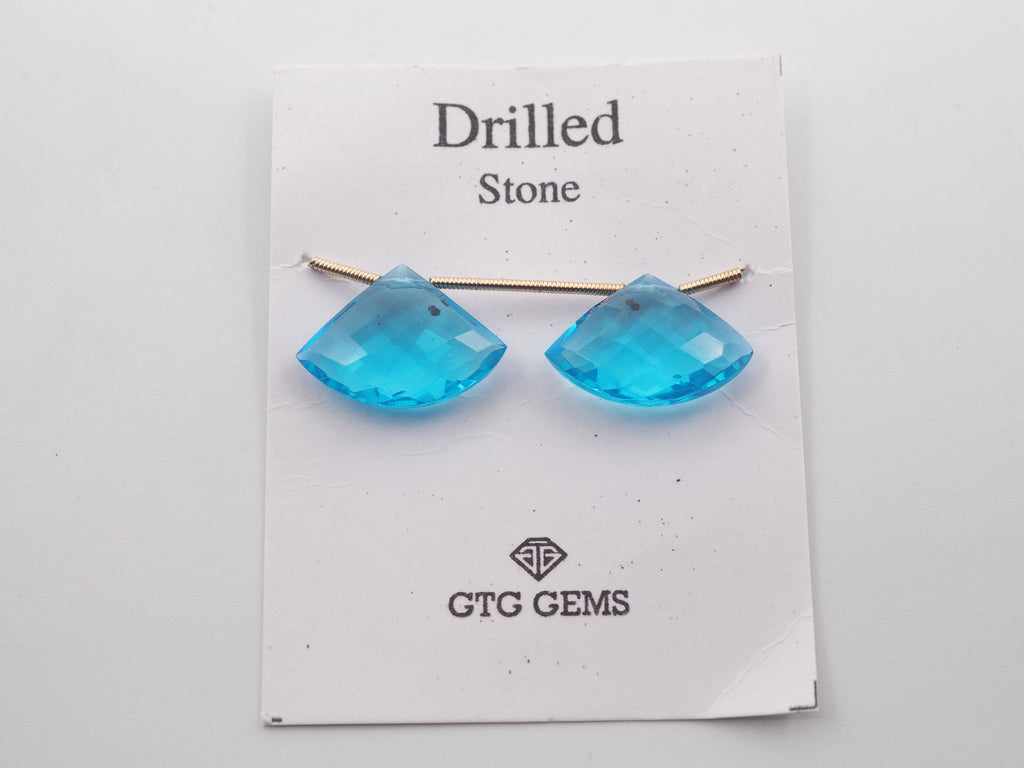 Hydro Drilled Faceted Blue Topaz Fan Shape Approximately 14 Carat