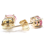 Pink Tourmaline Oval  6x4 mm Stud Earrings in 14K Yellow Gold