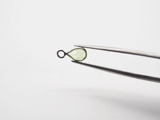 6x4mm Peridot Silver Bezel, Single Connector Peridot Bezel, Peridot Charm, 6 pcs