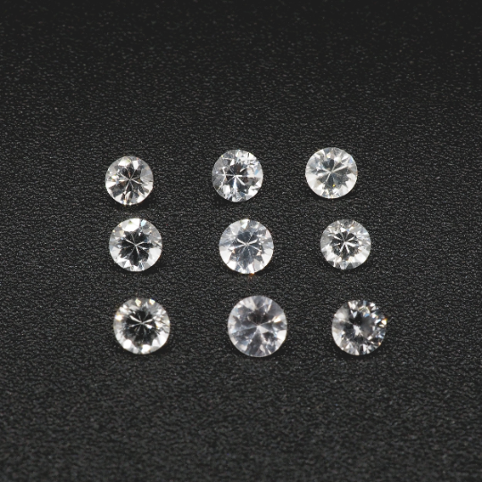 White Sapphire Round Shape 2.3 mm Approximately 0.53 Carat, 9 Pieces