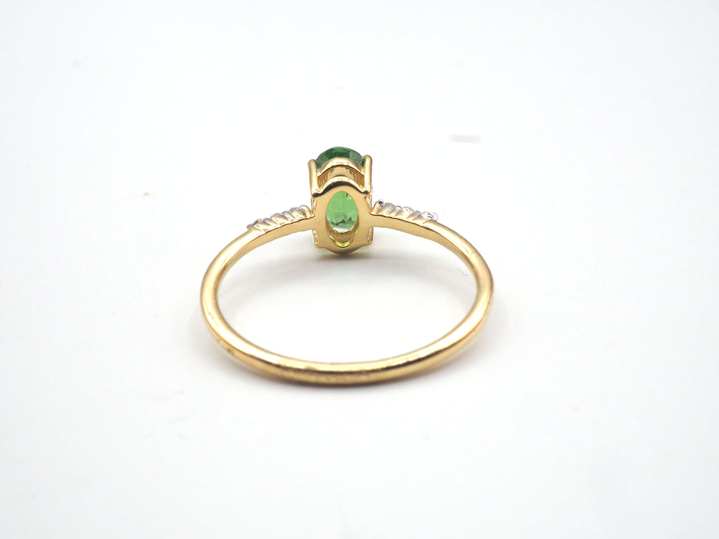 18K Yellow Gold Tsavorite Garnet with diamond  Ring