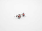 10K White Gold with Diamond Garnet Stud