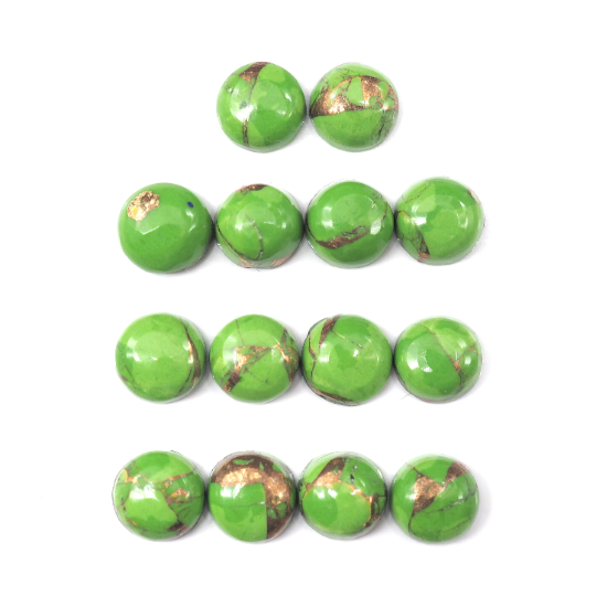Green Copper Turquoise Cabs Round 5 mm Approximately 5.95 Carat