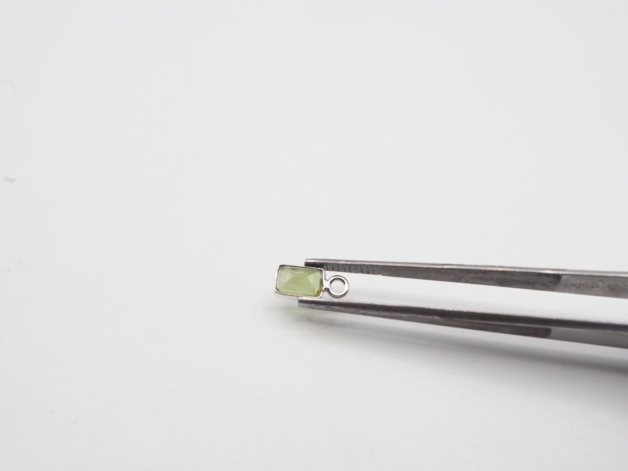 6x4mm Peridot Silver Bezel, Single Connector, Peridot Bezel, Peridot Charm