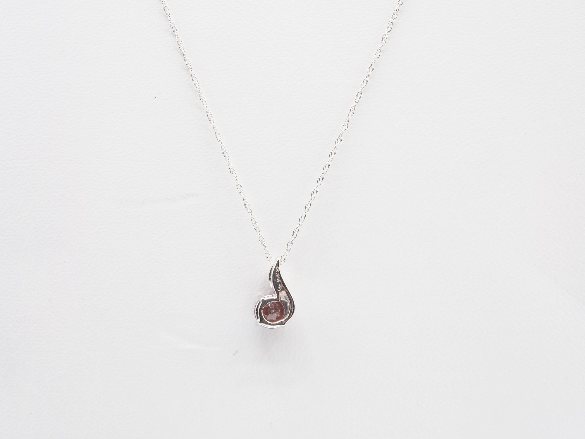 10K White Gold Garnet with Diamond Pendant