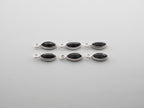 Black Onyx Silver Bezel 7x4mm, Single Connector, Black Onyx Charm
