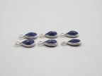 Lapis Silver Bezel 7x5mm , Single Connector, 925 Sterling Silver