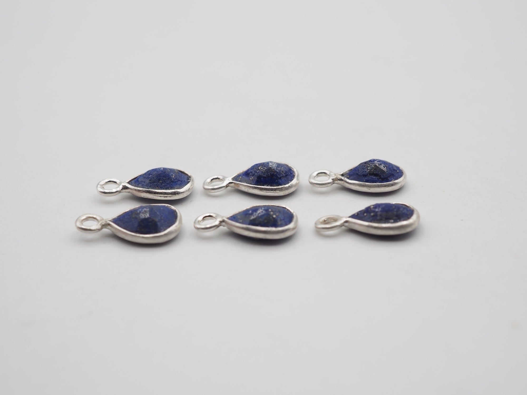 Lapis Silver Bezel 7x5mm , Single Connector, 925 Sterling Silver