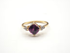 18K Yellow Gold Purple Garnet with Diamond  Ring