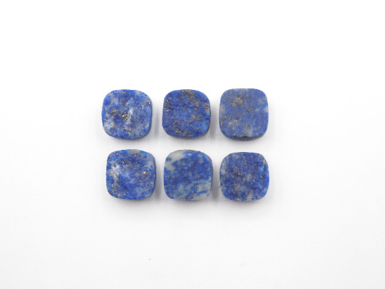 Natural Lapis Cushion Shape , Raw Rough Gemstone Slice bottom flat, 8mm Approximately 19.19 Carat