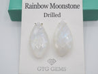 Drilled Rainbow Moonstone, Drop Rainbow Moonstone 30x15mm