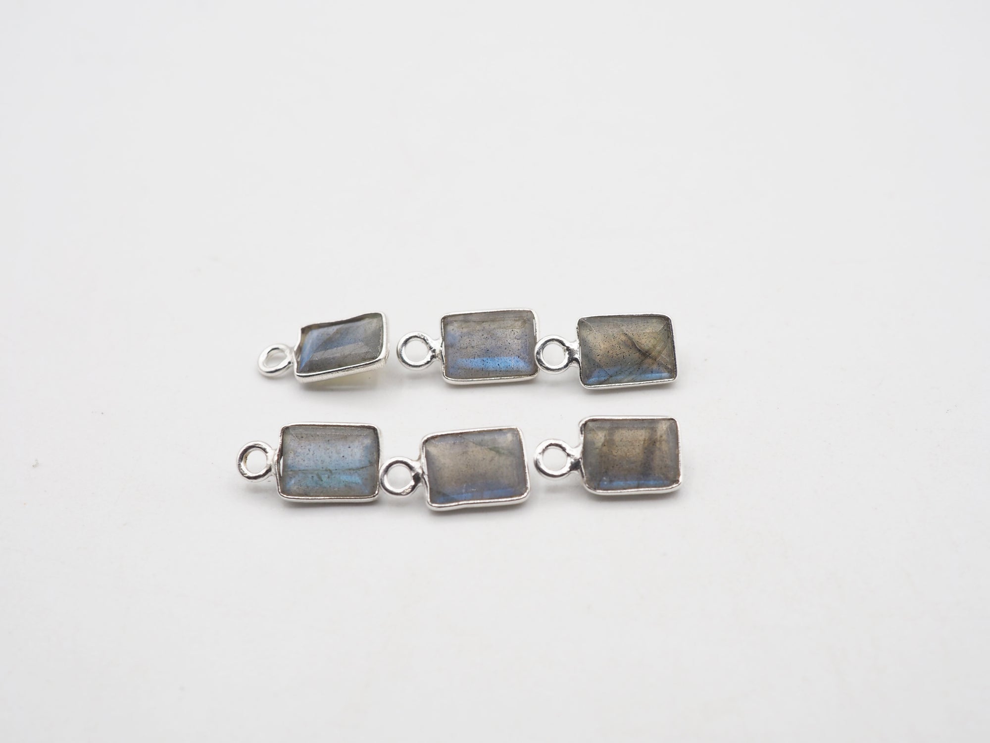 Labradorite Silver Bezel 7x5mm, Single Connector, Labradorite Charm