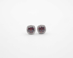 10K White Gold with Diamond Garnet Stud