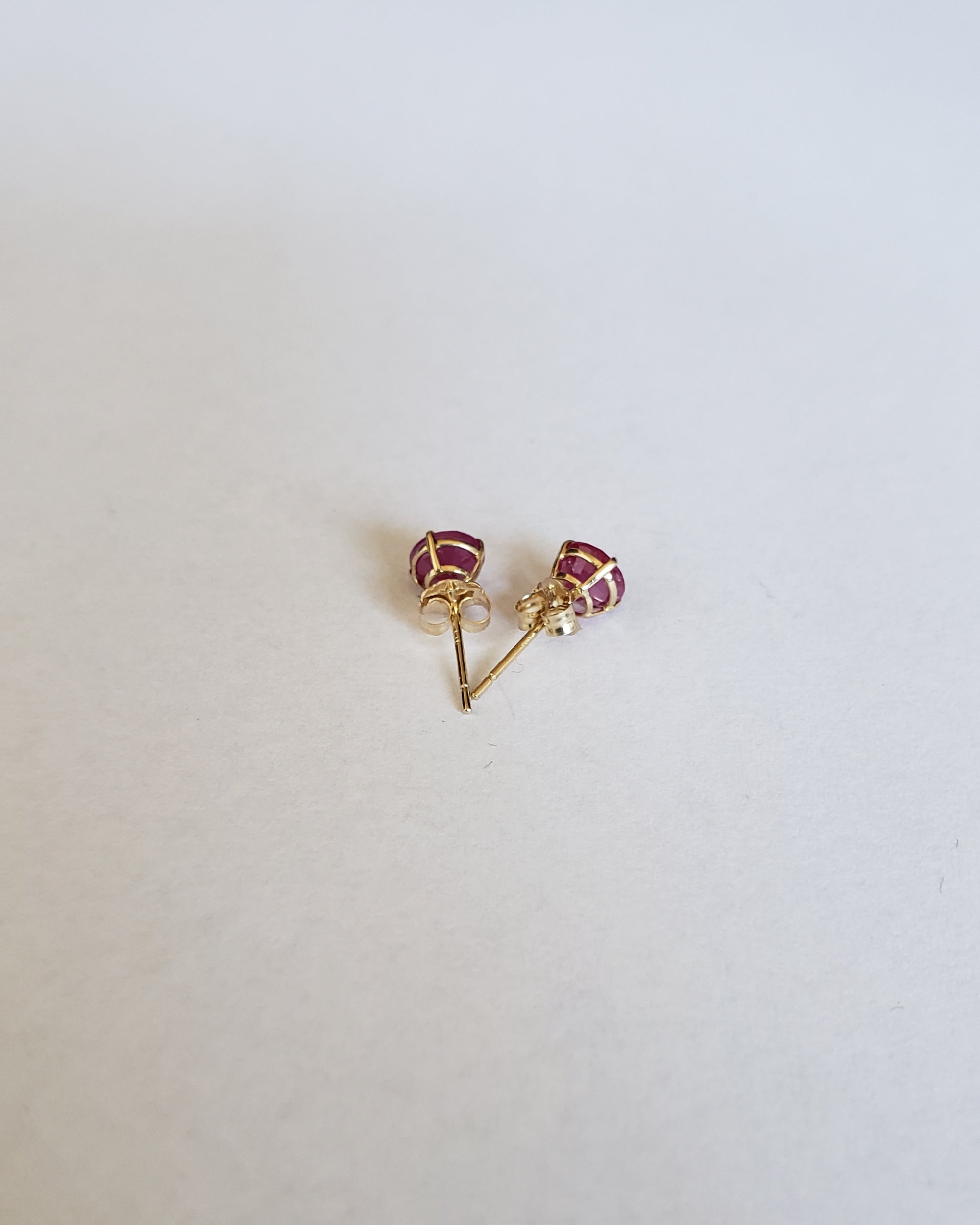 14K Yellow Gold Ruby 5mm Round Stud, Birthstone Stud, Ruby Earring