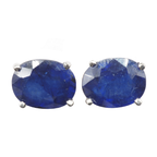 Blue Sapphire Oval 9x7 mm Stud Earrings in 14K White Gold, 4.94  Carat