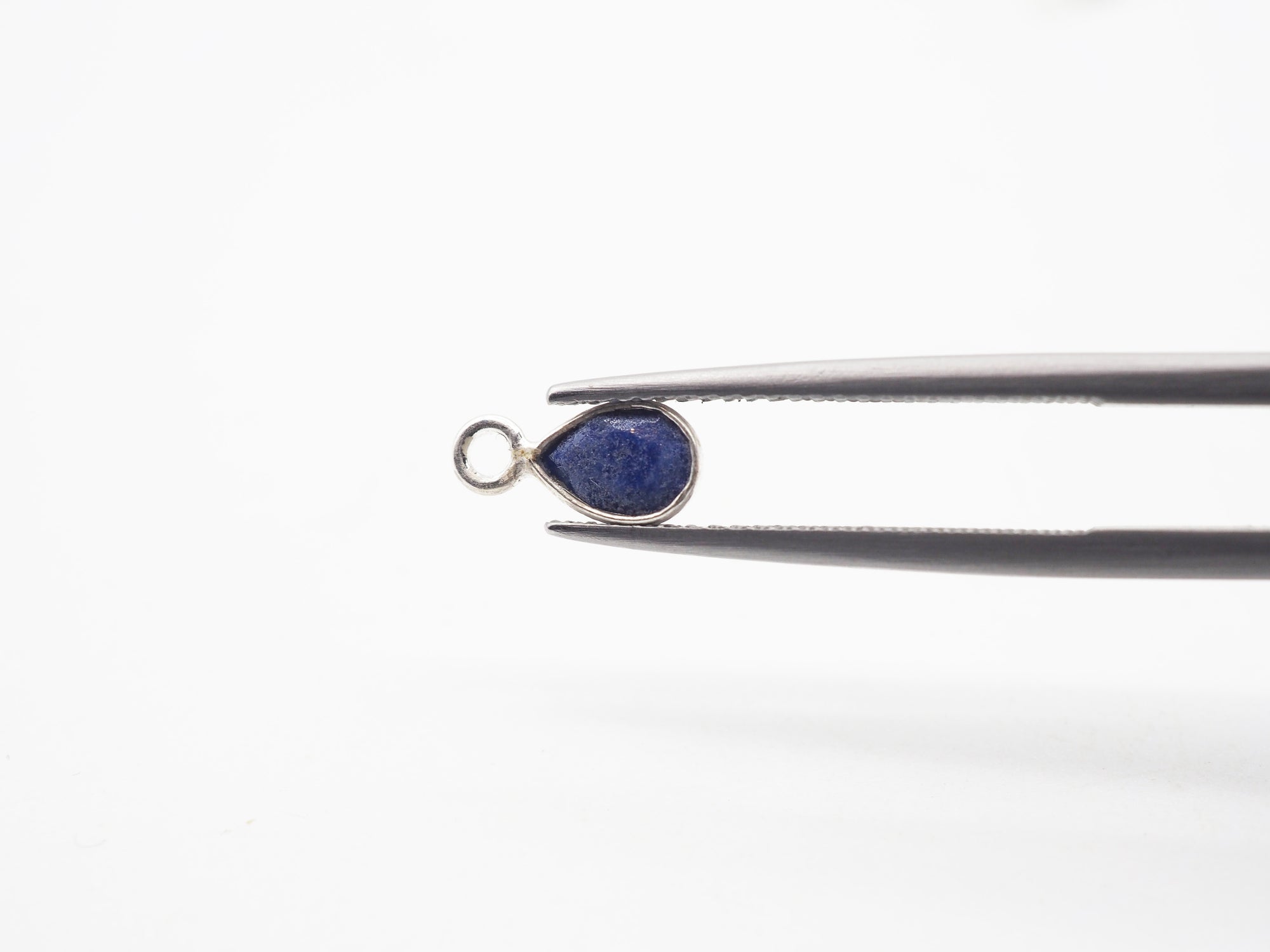 Lapis Silver Bezel 6x4mm , Single Connector, 925 Sterling Silver