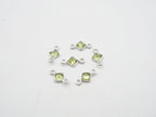 4x4mm Peridot Silver Bezel, Double Connector, Peridot Bezel, Peridot Charm