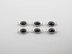 Black Onyx Silver Bezel 7x5 mm, Double Connector, Black Onyx Charm