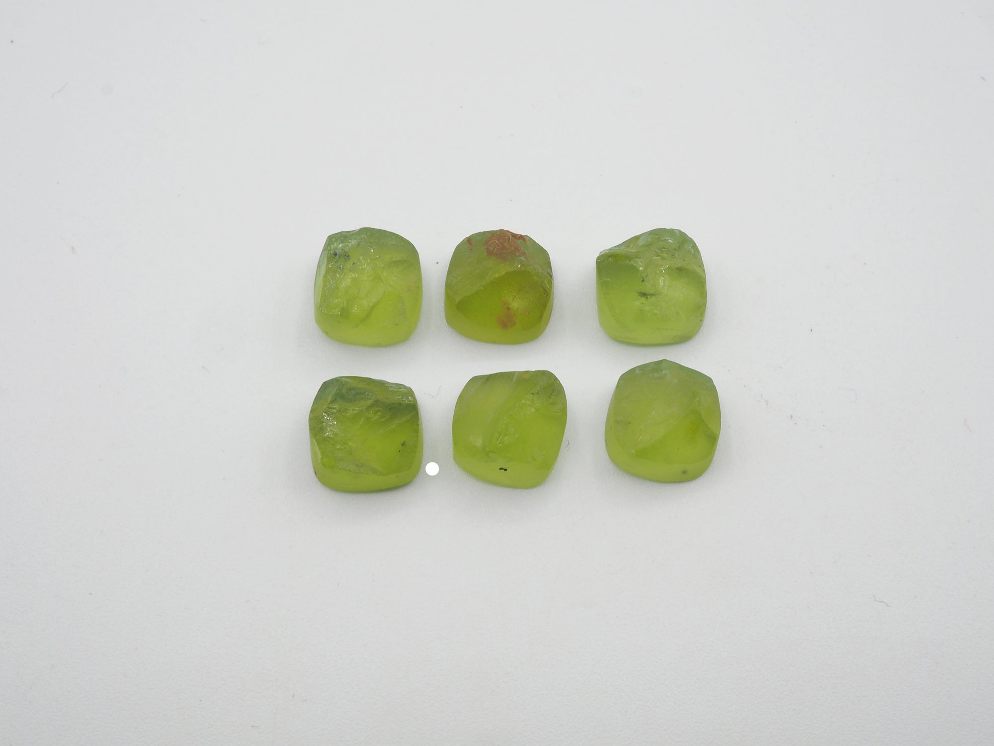 Natural  Peridot  Raw Cushion  Rough Slice bottom flat, 8mm  Approximately  22.78 Carat